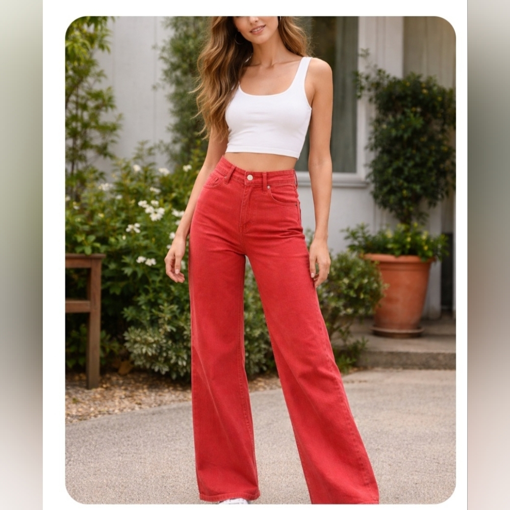 Universal Thread High-Rise Wide-Leg Sailor Jeans in Orange Color Size 2r